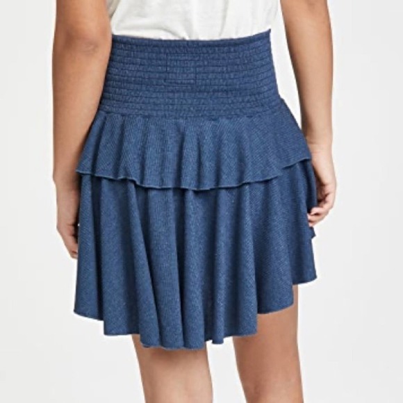 CHASER Navy White Striped Smocked Tiered Ruffle Mini Dress XS - Picture 2 of 6